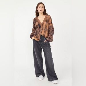 Sepia Plaid Cardigan by Free People